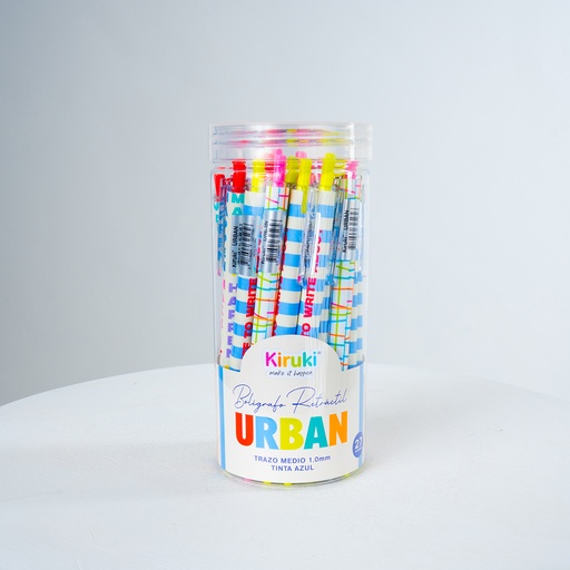 [110013] BOLIGRAFO KIRUKI RETRACTIL TRAZO MEDIO TINTA AZUL X 27 URBAN