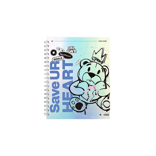 [1205256] CUADERNO MOOVING TAPA DURA CON ESPIRAL 16X21 80 HOJAS RAYADAS GRL PWR