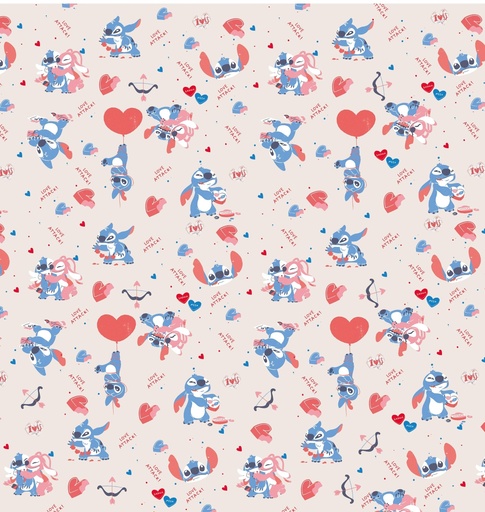 [0AF01402] PAPEL PARA REGALO MURESCO 70X100CM X10 STITCH LOVE