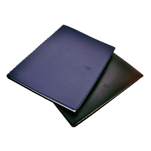 [3446] AGENDA NIVEL 10 16x22 SV CUERO PAPEL ESPIRALADA CON ELASTICO Y CINTA SEÑALADORA NEGRO Y AZUL