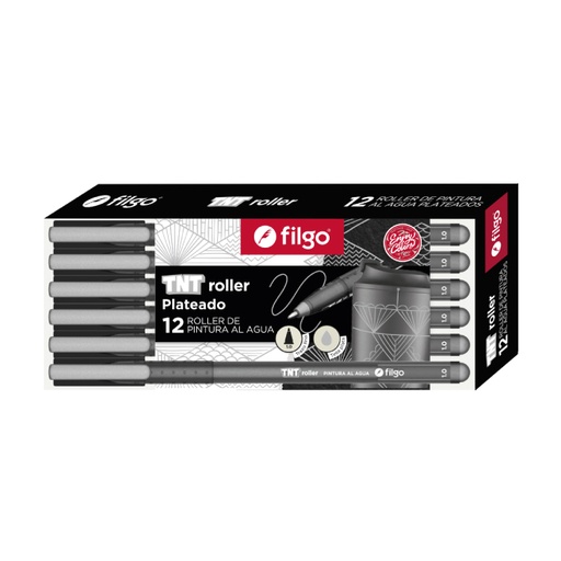 [TNTRLR-C12-054] MARCADOR FILGO TNT ROLLER PINTURA AL AGUA X 12 PLATEADO