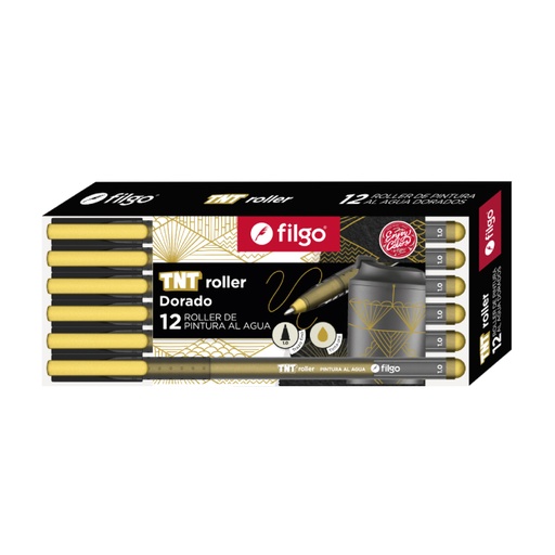[TNTRLR-C12-053] MARCADOR FILGO TNT ROLLER PINTURA AL AGUA X 12 DORADO
