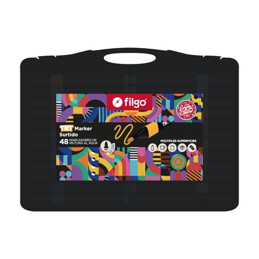 [TNTMKR-EP48-SUR] MARCADOR FILGO TNT MARKER PINTURA AL AGUA VALIJA X 48 COLORES SURTIDOS
