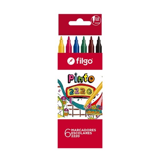 [CM2220-E6-SUR] MARCADOR FILGO ESCOLAR CAJA X 6 COLORES