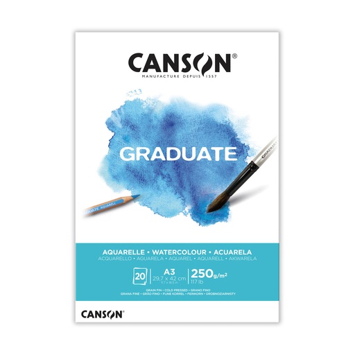 [C400110375] BLOCK CANSON PARA ACUARELA A3 29.7x42cm 20 HOJAS DE 250g