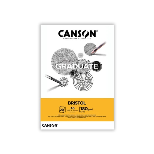 [C400110382] BLOCK CANSON BRISTOL A5 14.8x21cm 20 HOJAS DE 180g