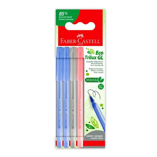 [441004] BOLIGRAFO FABER ECO TRILUX 0.7 X 4 SURTIDO