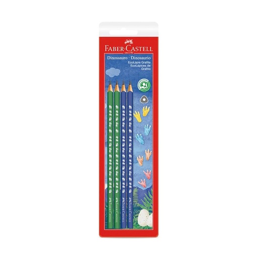 [210521] LAPIZ GRAFITO FABER BLISTER X 4 DINOSAURIOS