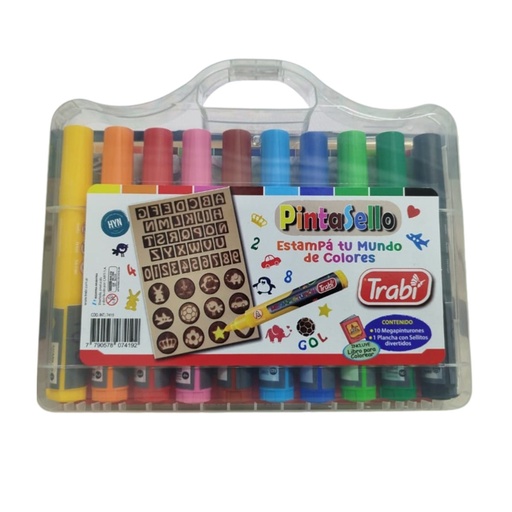 [TR7419] MARCADOR TRABI PINTA SELLO VALIJA X 10 COLORES SURTIDOS