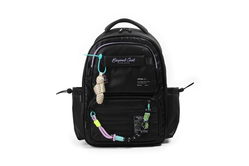 [FS112] MOCHILA CHIMOLA PUFFY AND SHINY ESPALDA 17'' NEGRO