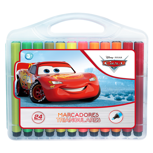 [403724-C] MARCADORES EZCO + DISNEY TRIANGULARES X 24 COLORES CARS