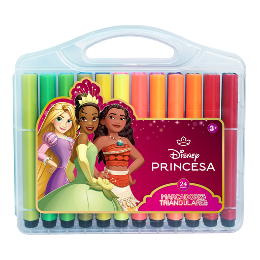 [403724-P] MARCADORES EZCO + DISNEY TRIANGULARES X 24 COLORES PRINCESAS