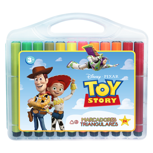 [403724-T] MARCADORES EZCO + DISNEY TRIANGULARES X 24 COLORES TOY STORY