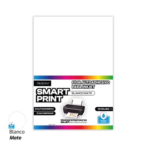 [16531] FILM AUTOADHESIVO REXON A4 X 10 HOJAS BLANCO BRILLANTE