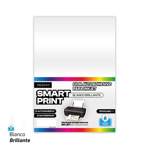[16532] FILM AUTOADHESIVO REXON A4 X 10 HOJAS BLANCO MATE