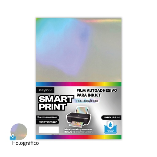 [16535] FILM AUTOADHESIVO REXON A4 X 10 HOJAS HOLOGRAFICO