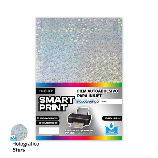 [16537] FILM AUTOADHESIVO REXON A4 X 10 HOJAS HOLOGRAFICO STARS