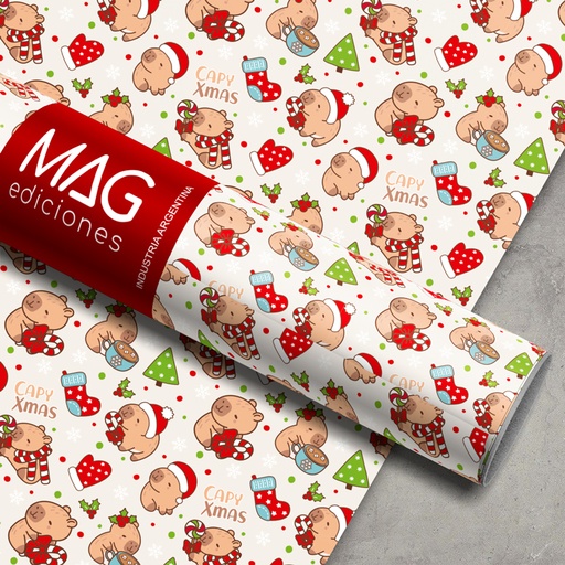 [7063] PAPEL PARA REGALO MAG 70X100 X 10 NAVIDAD CAPY XMAS