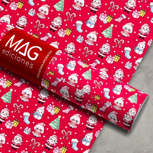 [7065] PAPEL PARA REGALO MAG 70X100 X 10 NAVIDAD DULCE NAVIDAD