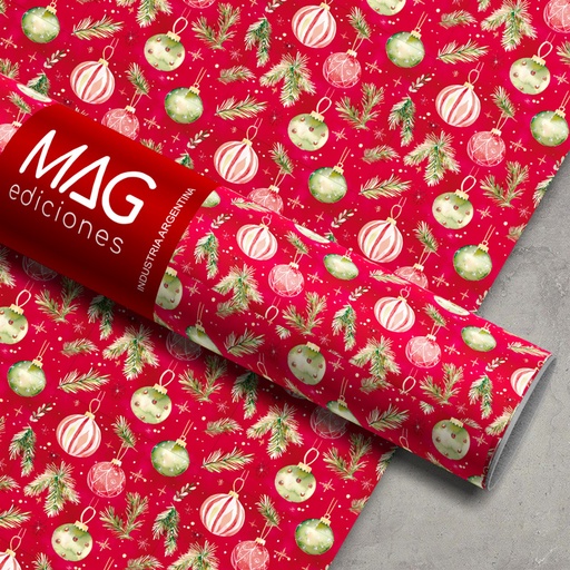 [7070] PAPEL PARA REGALO MAG 70X100 X 10 NAVIDAD ESFERAS NAVIDEÑAS