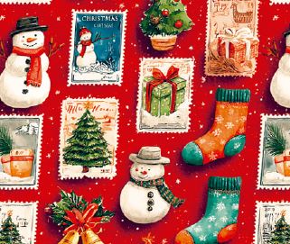 [7072] PAPEL PARA REGALO MAG 70X100 X 10 NAVIDAD RED STAMPS
