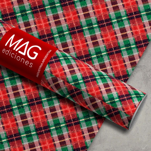 [7073] PAPEL PARA REGALO MAG 70X100 X 10 NAVIDAD TARTAN NAVIDEÑO