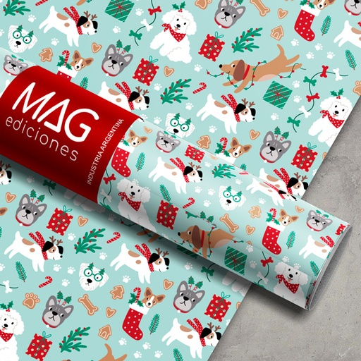 [7042] PAPEL PARA REGALO MAG 70X100 X 10 NAVIDAD WOOF XMAS