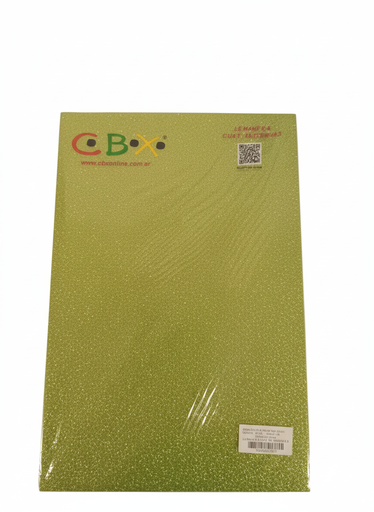 [M-75] GOMA EVA CBX GLITTER A4 AUTOADHESIVA X10 VERDE CLARO METALIZADO M-75