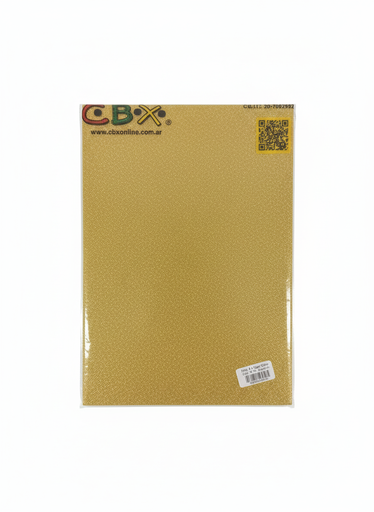 [M-15] GOMA EVA CBX GLITTER A4 AUTOADHESIVA X10 DORADO CLARO METALIZADO M-15