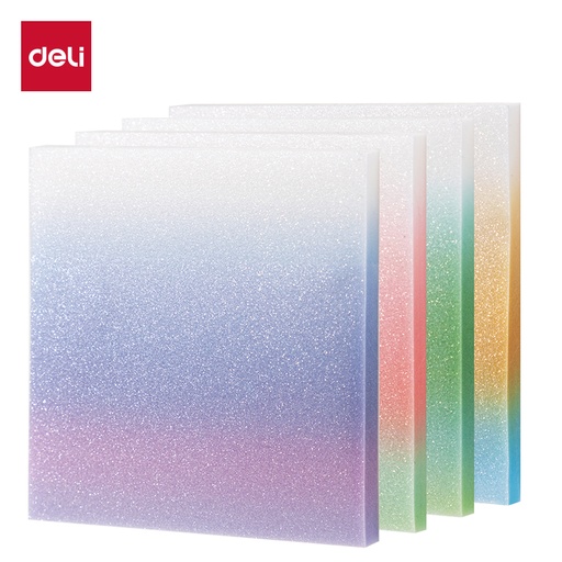 [BT405] NOTAS ADHESIVAS DELI 76X76 X 50 HOJAS TRANSPARENTE GLITTER