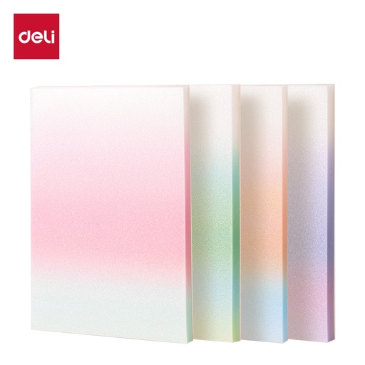 [BT406] NOTAS ADHESIVAS DELI 76X101 X 50 HOJAS TRANSPARENTE GLITTER