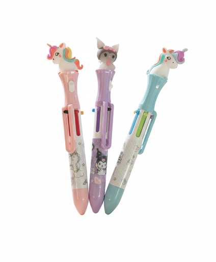 [512265] BOLIGRAFO CON LUZ X 6 COLORES UNICORNIO-KUROMI
