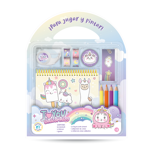 [9789878973159] SET 87 PARA JUGAR Y PINTAR I LOVE YOU UNICORNIOS