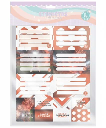 [1137] ETIQUETAS RY X6 + 8 STICKERS FUTBOL ROJO