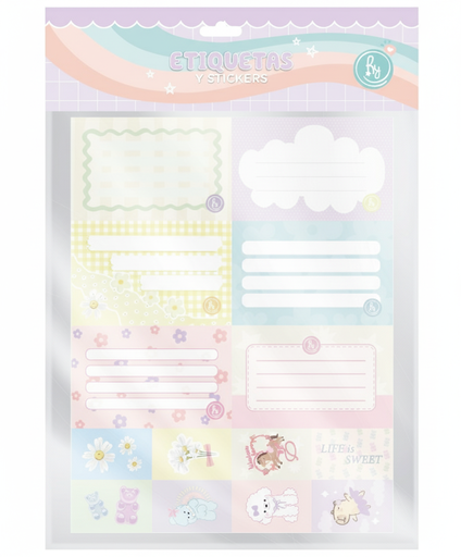 [1131] ETIQUETAS RY X6 + 8 STICKERS PASTEL