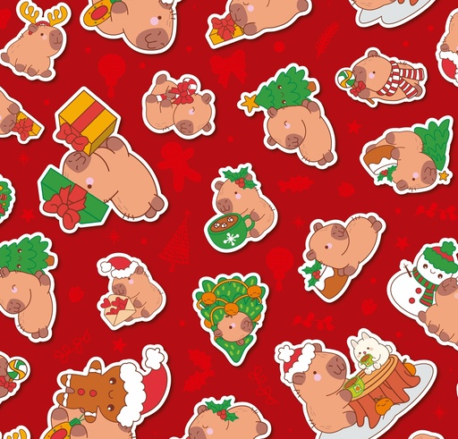 [0AF01435] PAPEL PARA REGALO MURESCO 70X100 X10 CAPI STICKERS  NAVIDAD
