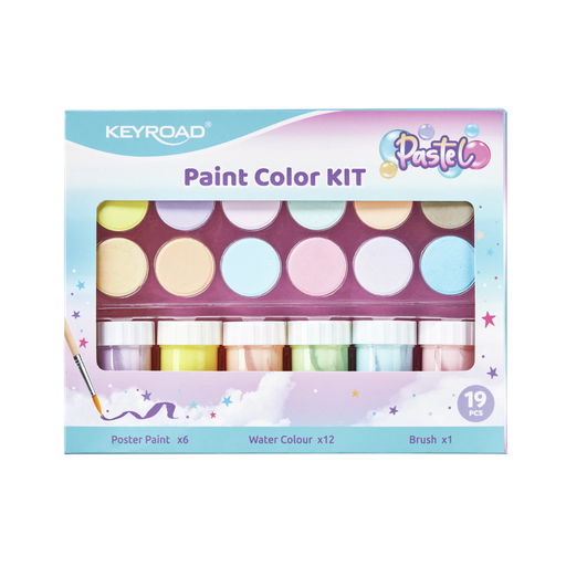 [KR972784] KIT DE ARTE KEYROAD 6 FRASCO DE TEMPERA +12 ACUARELAS+PINCEL