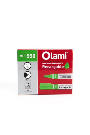 [MPE550] MARCADOR OLAMI PUNTA BISELADA 550 X12 VERDE