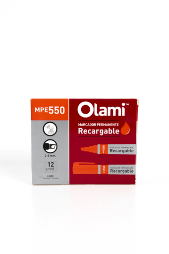 [MPE550] MARCADOR OLAMI PUNTA BISELADA 550 X12 ROJO