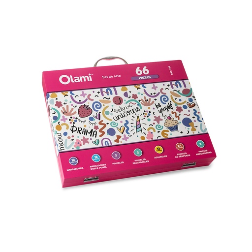 [SAR 105] VALIJA SET DE ARTE OLAMI  66 PIEZAS UNICORNIO