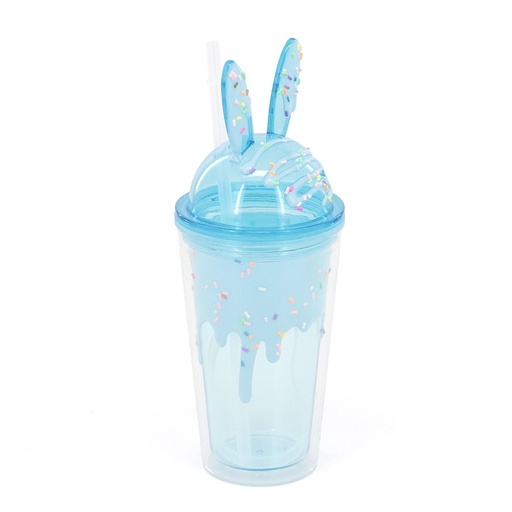 [19020] VASO TRENDY 450ML CONEJO CELESTE 19020