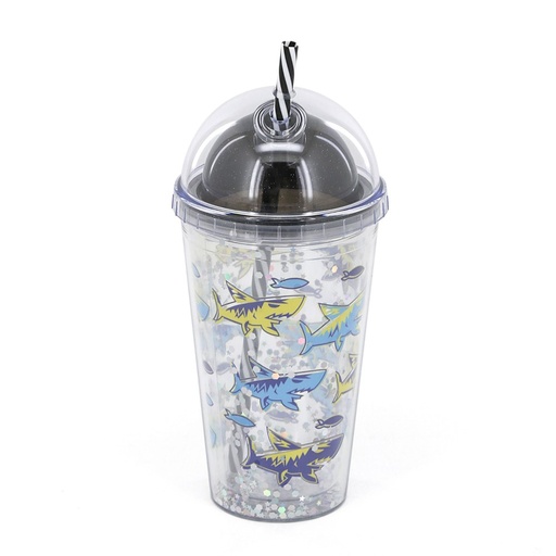 [19026] VASO TRENDY 450ML TIBURONES NEGRO 19026