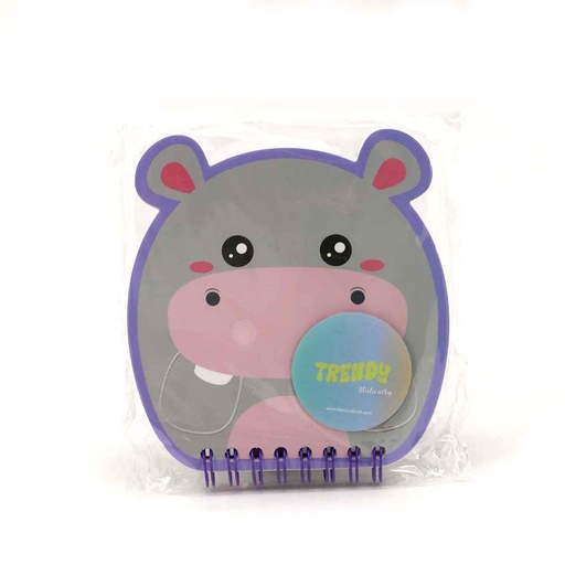 [30586] LIBRETA TRENDY MINI HIPOPOTAMO GRIS
