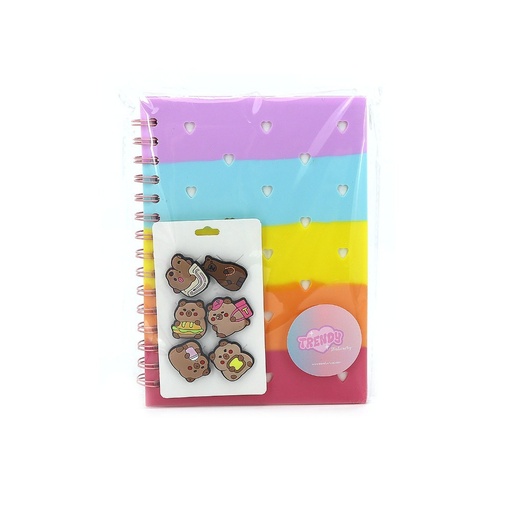 [30606] CUADERNO TRENDY A5 + BROCHES CAPYBARA MULTICOLOR