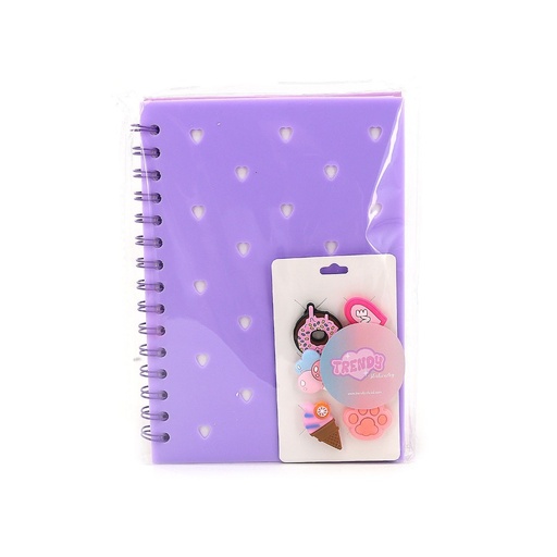 [30607] CUADERNO TRENDY A5 + BROCHES CANDY LILA