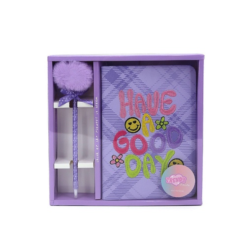 [30642] SET TRENDY CUADERNO + BOLIGRAFO HAVE A GOOD DAY LILA