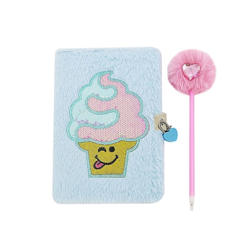 [30662] DIARIO INTIMO TRENDY PELUCHE HELADO CELESTE