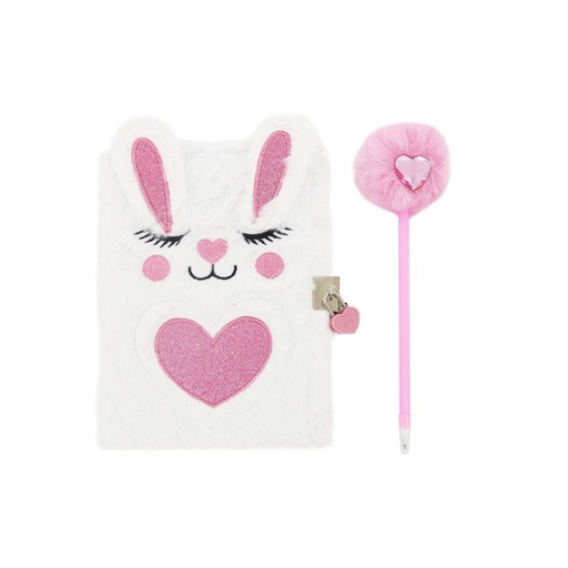 [30663] DIARIO INTIMO TRENDY PELUCHE CONEJO BLANCO