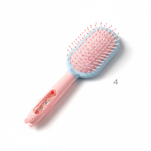 [52995B] CEPILLO TRENDY MANGO DE OSITO CELESTE CON ROSA