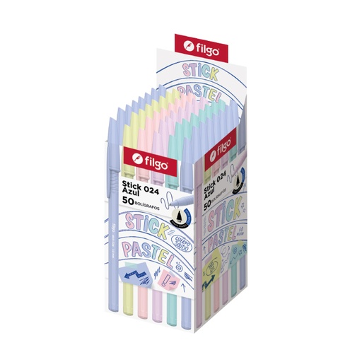 [SKC10-C50-003PAS] BOLIGRAFO FILGO 024 STICK 1.0 X 50 PASTEL AZUL